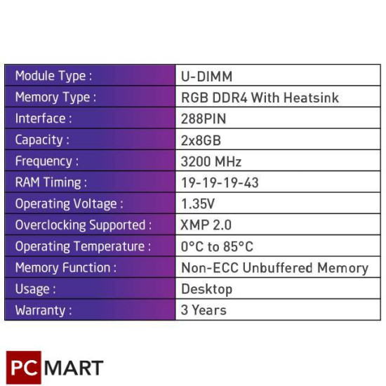 Black Wolf: RGB DDR4 RAM (2x8GB-3200 MHz)