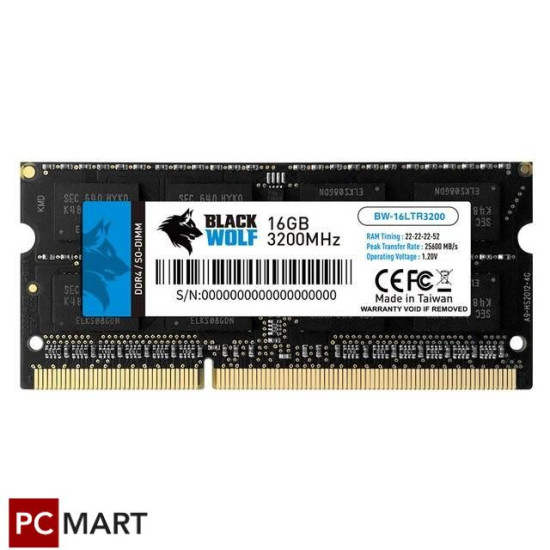 Black Wolf : DDR4 RAM (16GB) 3200MHz - Laptop