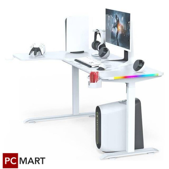 Dragon War GT-015 L Shape Height Adjustable Gaming Desk (White) Dragon War GT-015 L Shape Height Adjustable Gaming Desk (White)