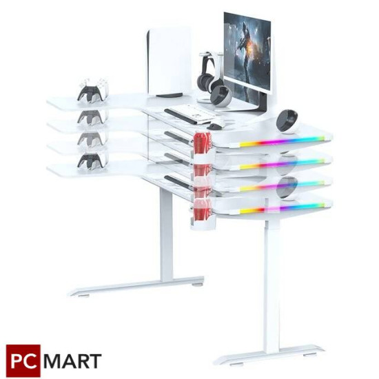 Dragon War GT-015 L Shape Height Adjustable Gaming Desk (White) Dragon War GT-015 L Shape Height Adjustable Gaming Desk (White)