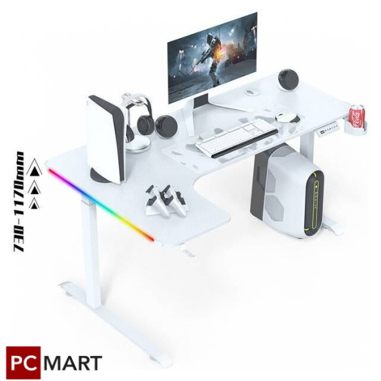 Dragon War GT-015 L Shape Height Adjustable Gaming Desk (White) Dragon War GT-015 L Shape Height Adjustable Gaming Desk (White)