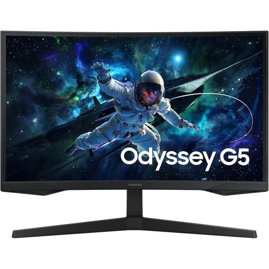 Samsung 27" Odyssey G5 G55C QHD Curved Gaming Monitor, 165Hz refresh rate and 1ms response time (MPRT), 1000R Curved Screen, AMD FreeSync, Middle East Version (New Launch) - LS27CG552EMXUE