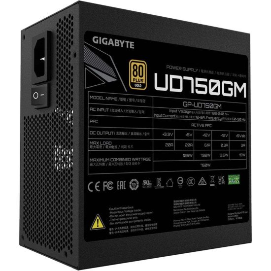 GIGABYTE GP-UD750GM 750W 80 Plus Gold Certified Fully Modular Power Supply