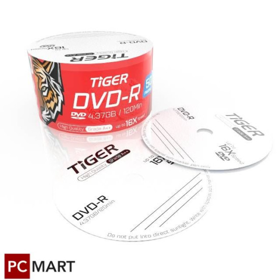 Tiger Blank DVD-R 4.37GB/120Min (50 pcs Pack) Tiger Blank DVD-R 4.37GB/120Min (50 pcs Pack)