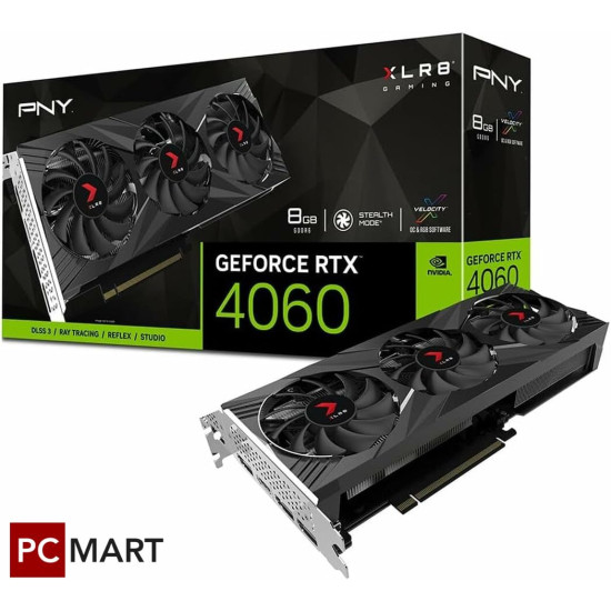 PNY GeForce RTX™ 4060 8GB XLR8 Gaming VERTO™ Triple Fan PNY GeForce RTX™ 4060 8GB XLR8 Gaming VERTO™ Triple Fan