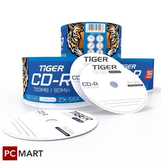 Tiger Blank CD-R 703MB/80Min (50 pcs Pack)