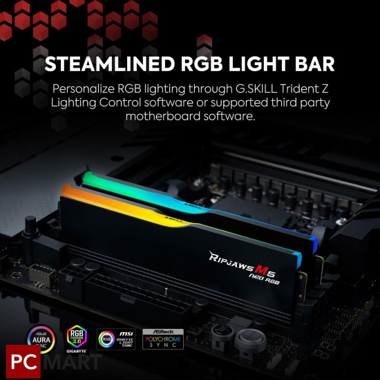 G.SKILL Ripjaws M5 RGB DDR5 32GB (2x16GB) 6000MHz CL36,XMP & EXPO - Black G.SKILL Ripjaws M5 RGB DDR5 32GB (2x16GB) 6000MHz CL36,XMP & EXPO - Black