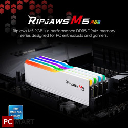 G.SKILL Ripjaws M5 RGB DDR5 96GB (2x48GB) 6400MHz CL32, Intel XMP 3.0 - White