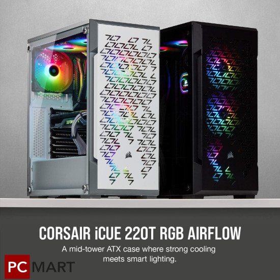 Corsair iCUE 220T RGB Airflow Mid-Tower Case Corsair iCUE 220T RGB Airflow Mid-Tower Case