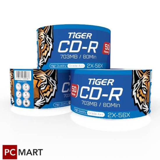 Tiger Blank CD-R 703MB/80Min (50 pcs Pack)