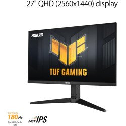 ASUS TUF Gaming 27” 1440P Monitor (VG27AQL3A) - QHD (2560 x 1440), 180Hz, 1ms, Fast IPS, Extreme Low Motion Blur SYNC, G-SYNC Compatible, Freesync Premium, 130% sRGB, DisplayHDR 400