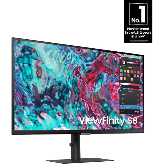 SAMSUNG 27-Inch ViewFinity S8 Series 4K UHD High Resolution Monitor, IPS Panel, 60Hz, Thunderbolt 4, HDR 10+, Built-In Speakers, Height Adjustable Stand, S27B804TGN, 2022, Black